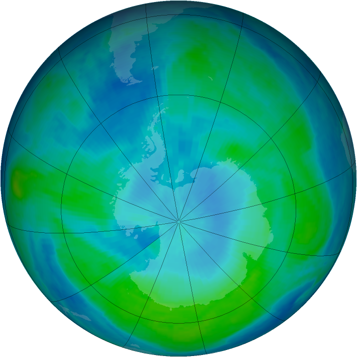 Antarctic ozone map for 14 February 1998